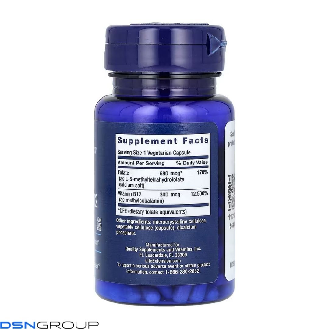 BioActive Folate & Vitamin B12 - 90 vcaps (Пошкоджена банка)
