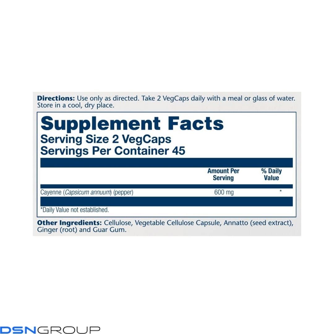 Cool Cayenne Pepper 40,000 HU 600mg - 90 vcaps