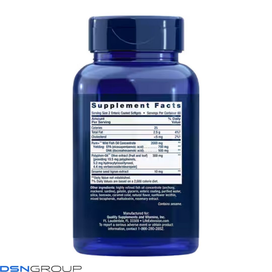 Super Omega-3 EPA/DHA Fish Oil, Sesame Lignans & Olive Extract - 120 Enteric coated softgels