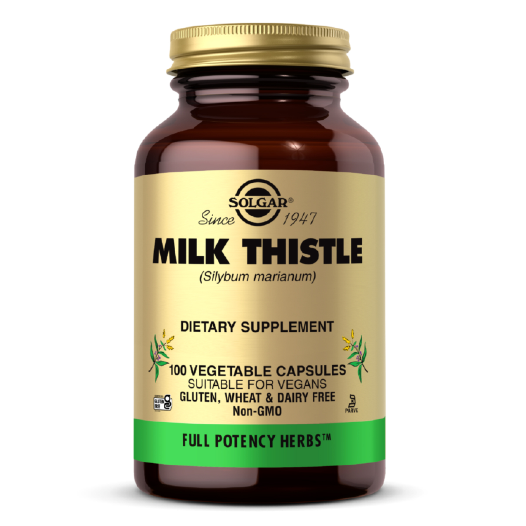 Solgar Full Potency Milk Thistle, розторопша, 100 рослинних капсул