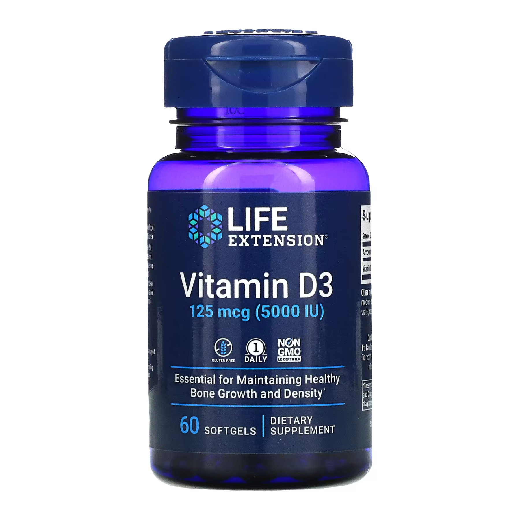 Вітамін D3 125 мкг (5000 МО) Life Extension, 60 м'яких капсул