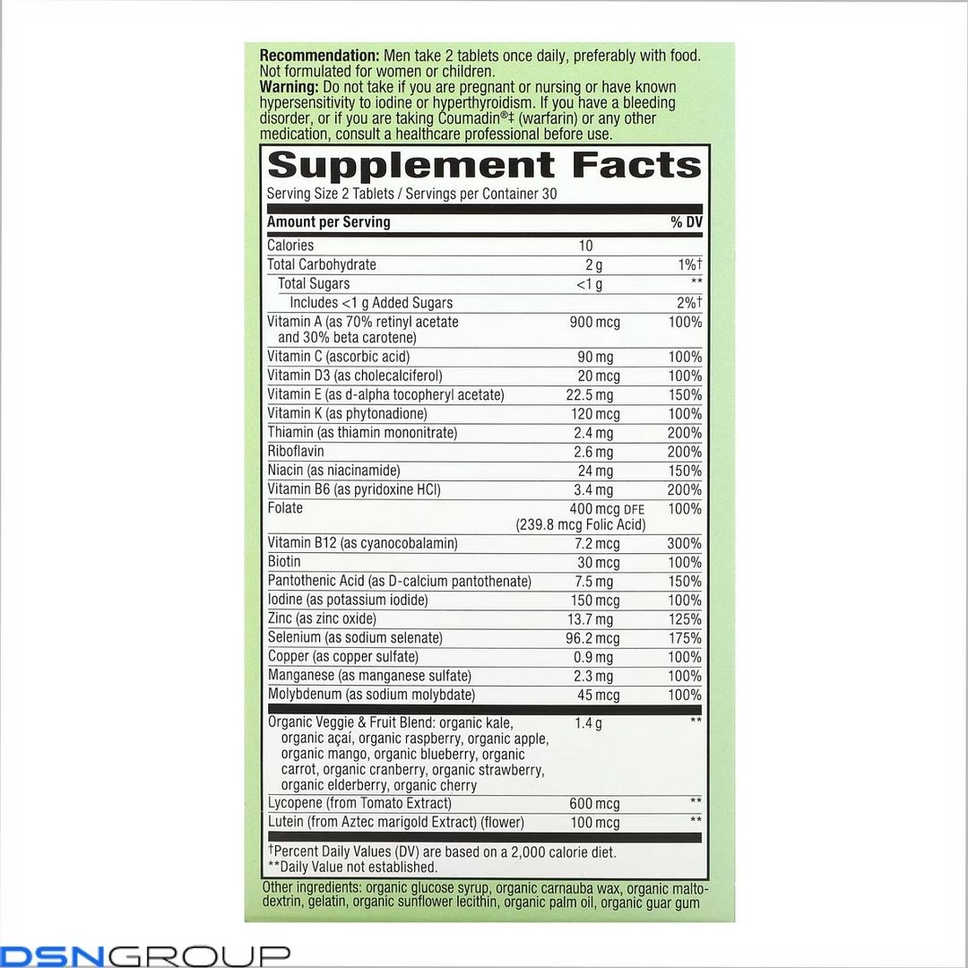 Alive Organic Garden Goodness Men - 60 tabs