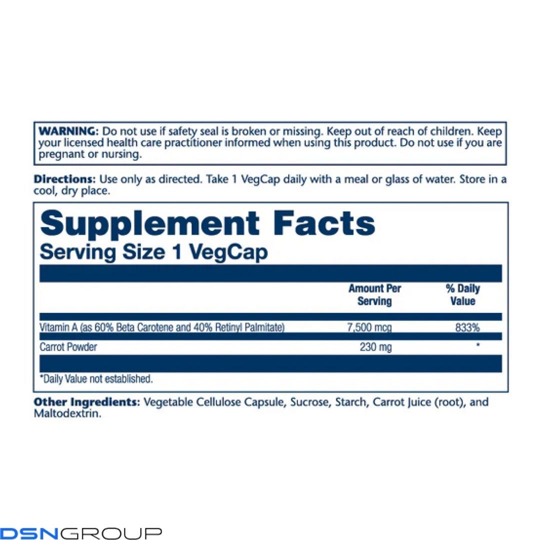 Vitamin A Dry Form 7600mcg - 60 caps