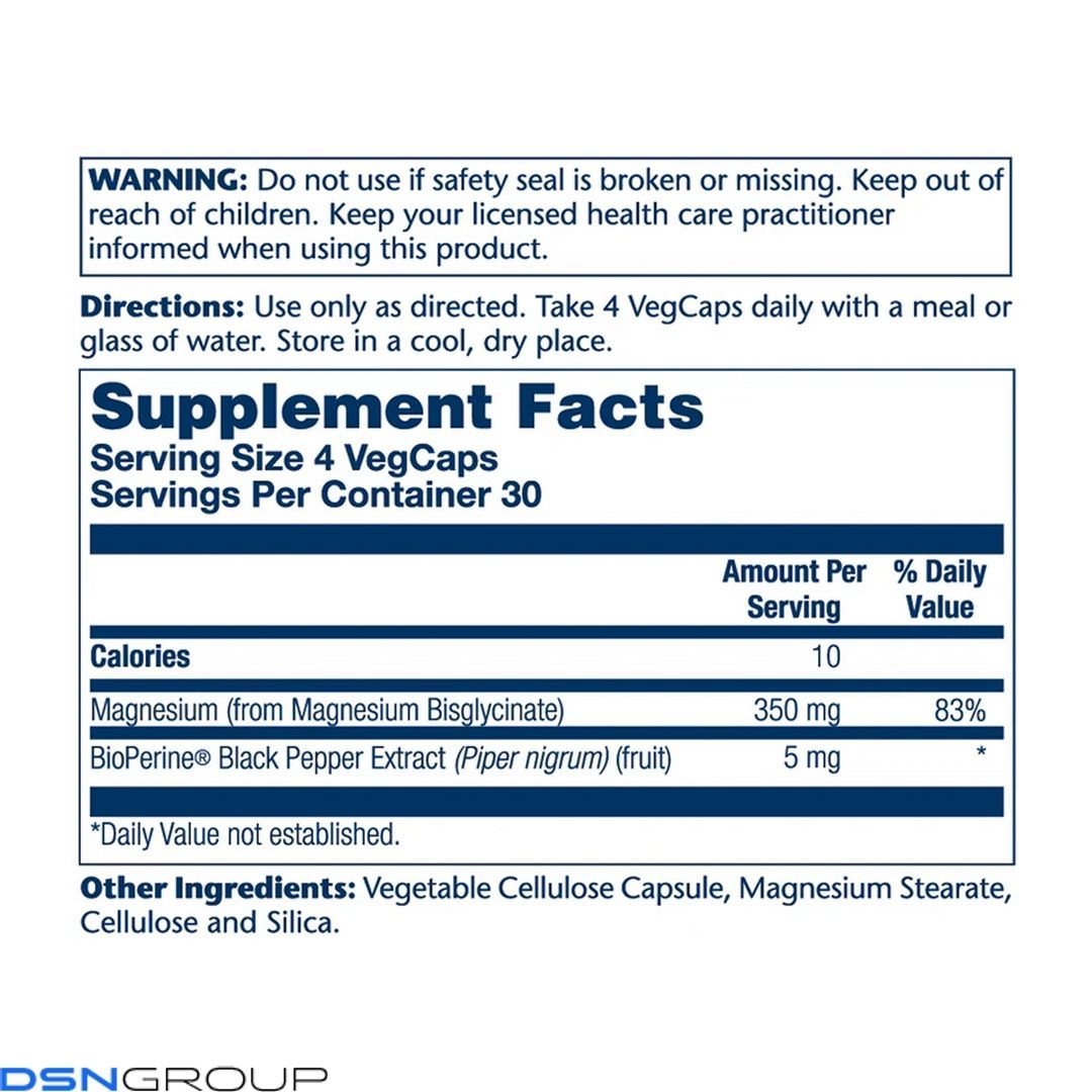 Magnesium Glycinate 350mg - 120 vcaps (Без етикетки)