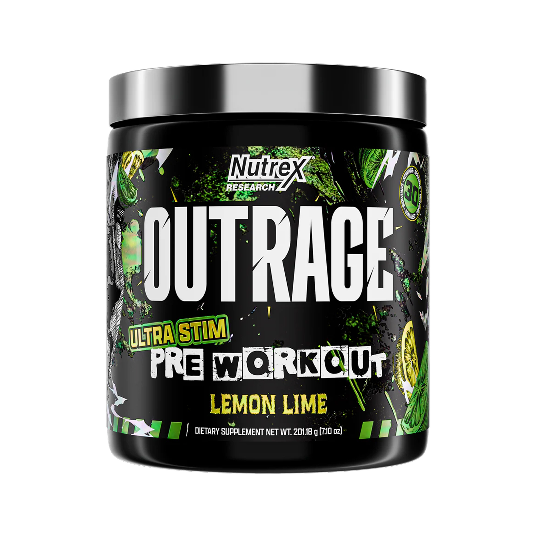 Передтренувальний комплекс Nutrex Outrage High-Stim Lemon Lime, 30 порцій