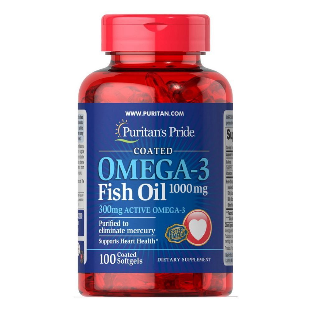 Omega-3 Fish Oil 1000 mg (300 mg Active Omega-3) - 100 Softgels (Повреждена крышка)