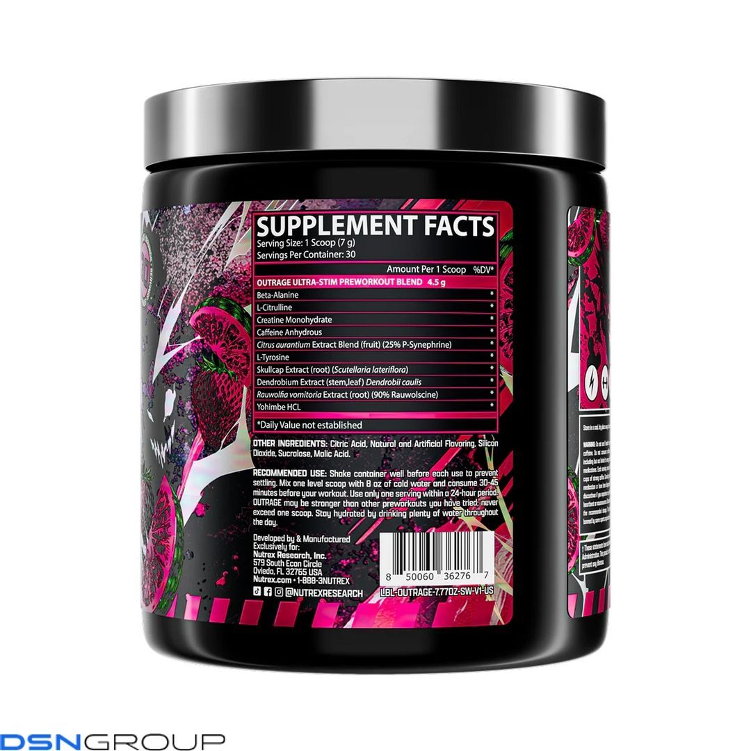 Outrage High‑Stim Pre‑Workout - 30 servings Strawberry Watermelon