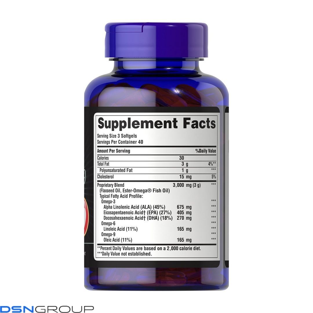 Triple Omega 3-6-9 Fish & Flax Oils - 120 softgels