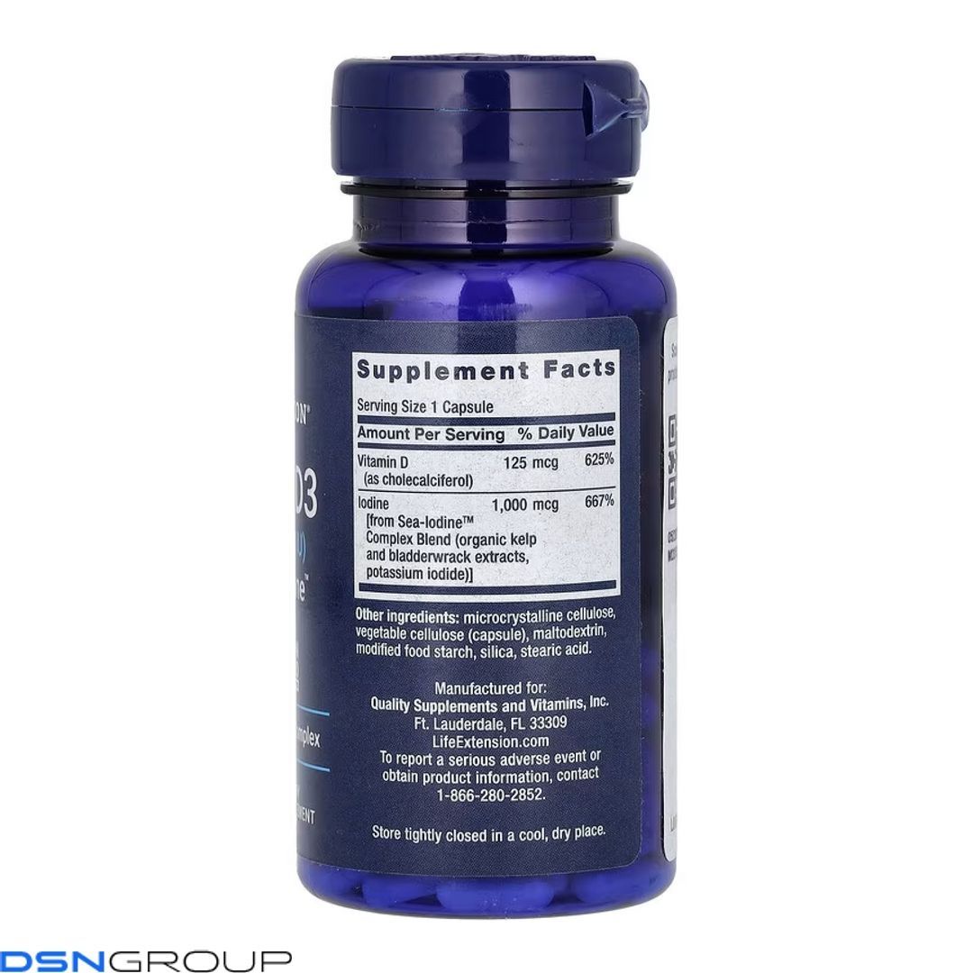 Vit D3 with Sea-Iodine&trade; 125 mcg (5000 IU) - 60 caps (Пошкоджена банка)