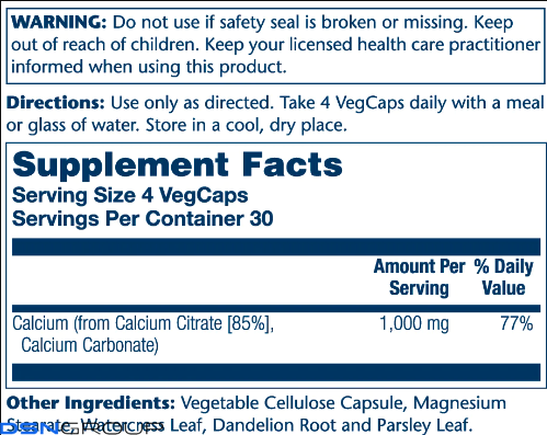 Calcium Citrate 1000mg - 120 vcaps (Повреждена банка)