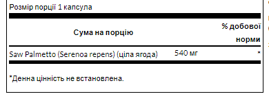 Капсулы Swanson Full Spectrum Saw Palmetto 540 мг