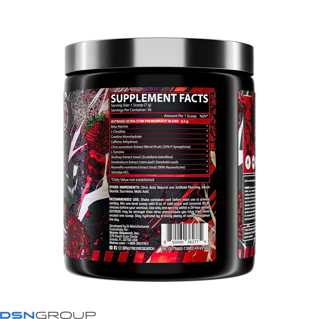 Outrage High‑Stim Pre‑Workout - 30 servings Fruit Punch