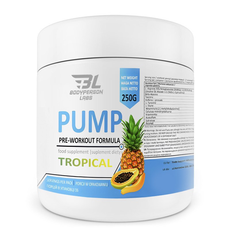 Предтренувальний комплекс Bodyperson Labs Pre-Workout Formula True Taste 250 г, смак Tropical