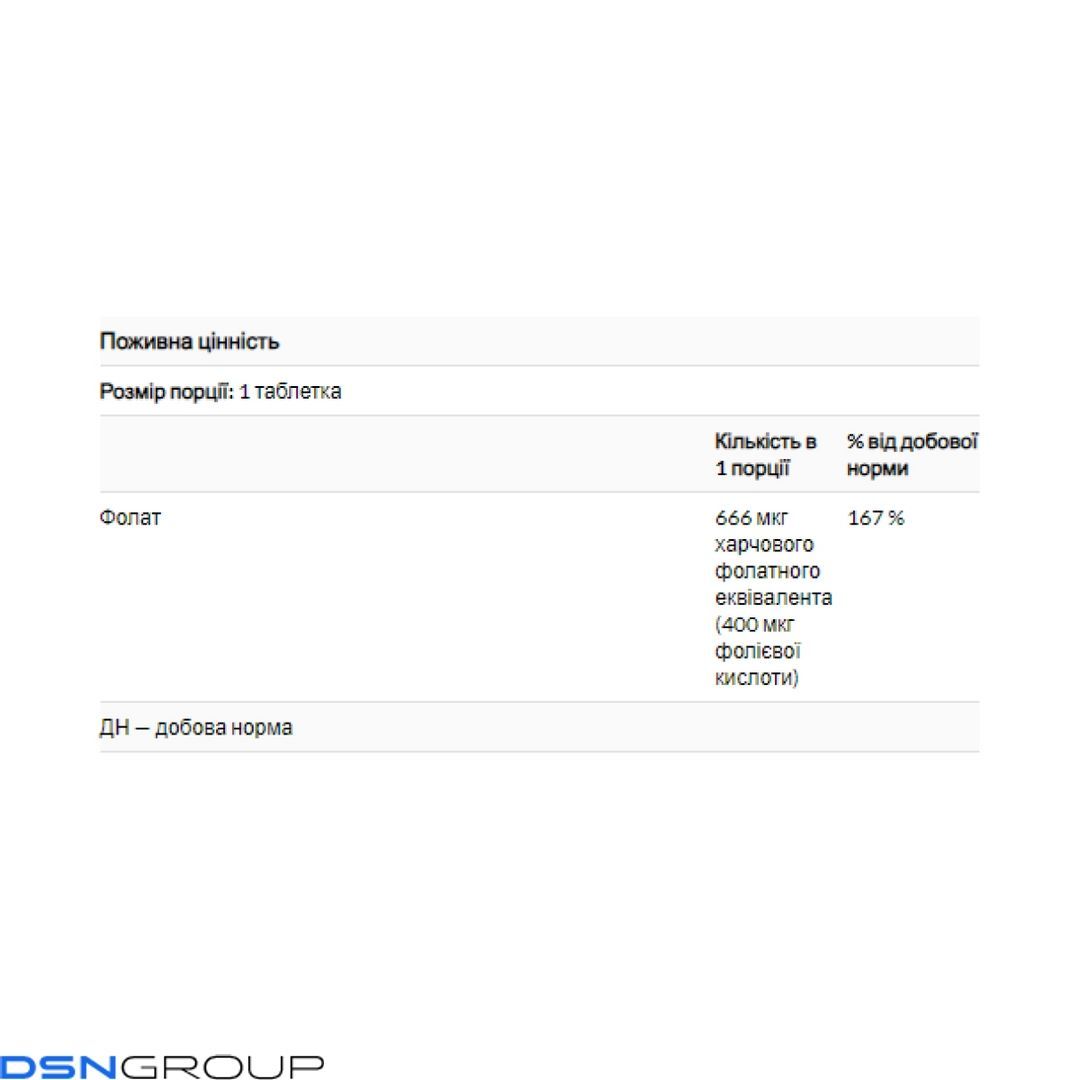 19.01 (Очікування) Folic Acid 400mcg - 250 tab