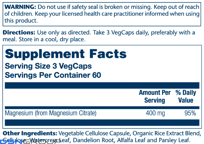 Magnesium Citrate 400mg - 180 vcaps (Без этикетки) 2023-10-7940 фото Magnesium Citrate 400mg - 180 vcaps (Без этикетки)