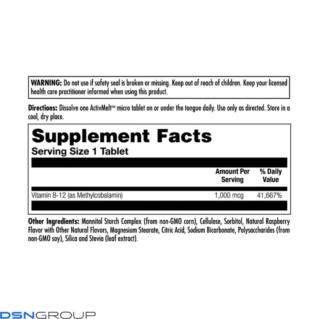 B-12 Methylcobalamin 1000 mcg - 90 tabs Raspberry