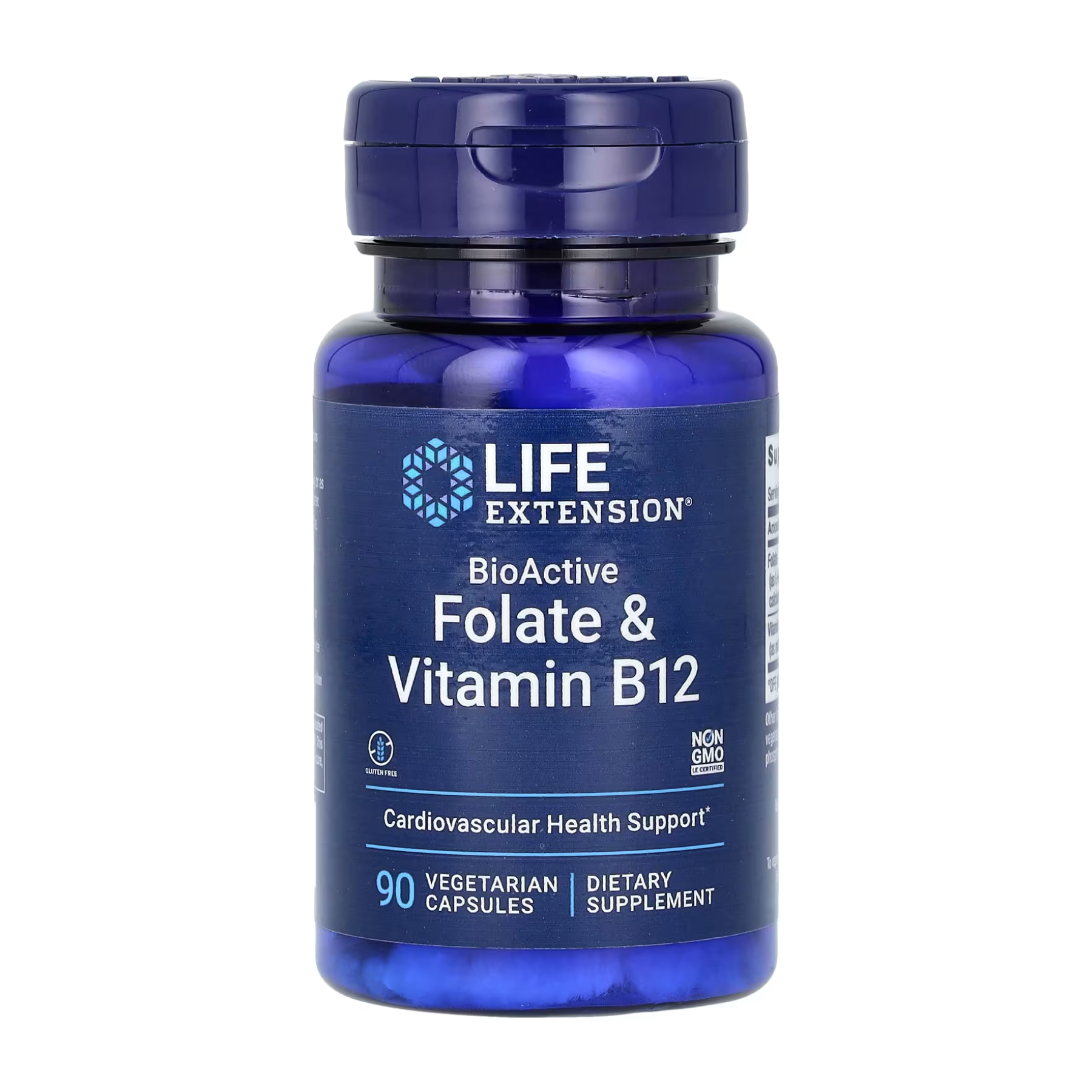 Life Extension BioActive Folate & Vitamin B12 — біоактивний фолат і вітамін B12, 90 капсул