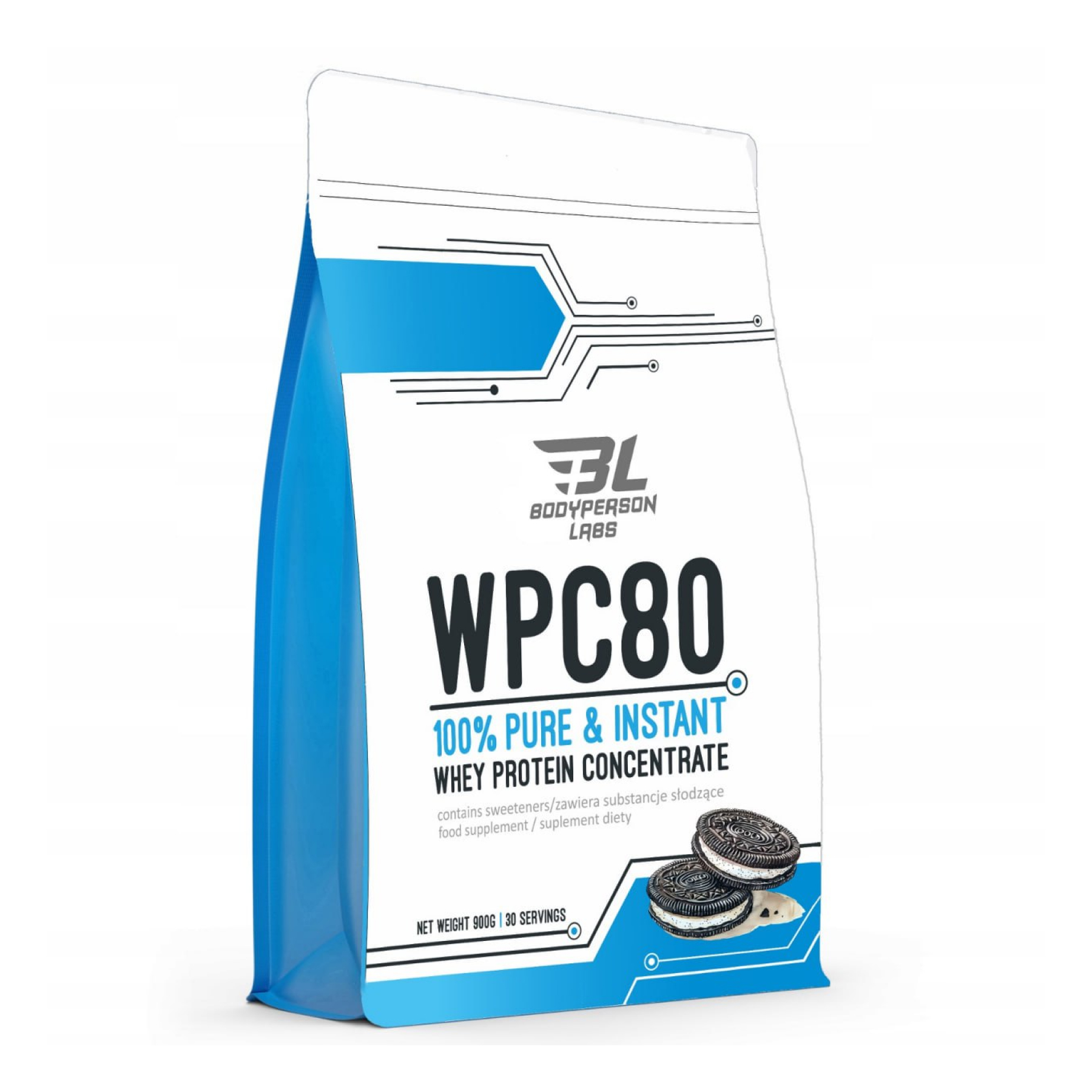 Сироватковий протеїн Bodyperson Labs WPC80, 900 г, смак Oreo