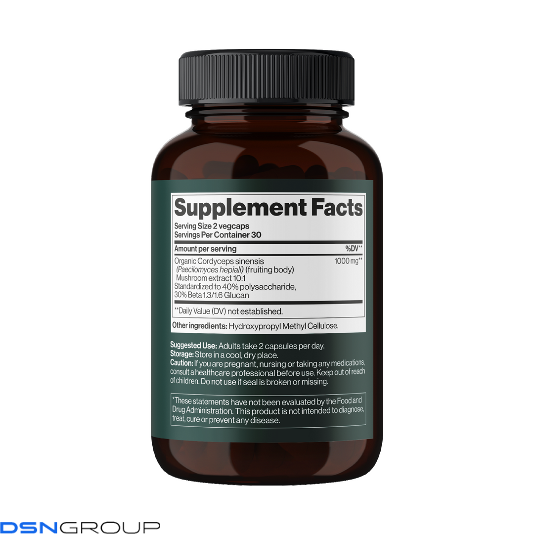 Cordyceps Mushroom 1000 mg - 60 vegcaps (Пошкоджена банка)