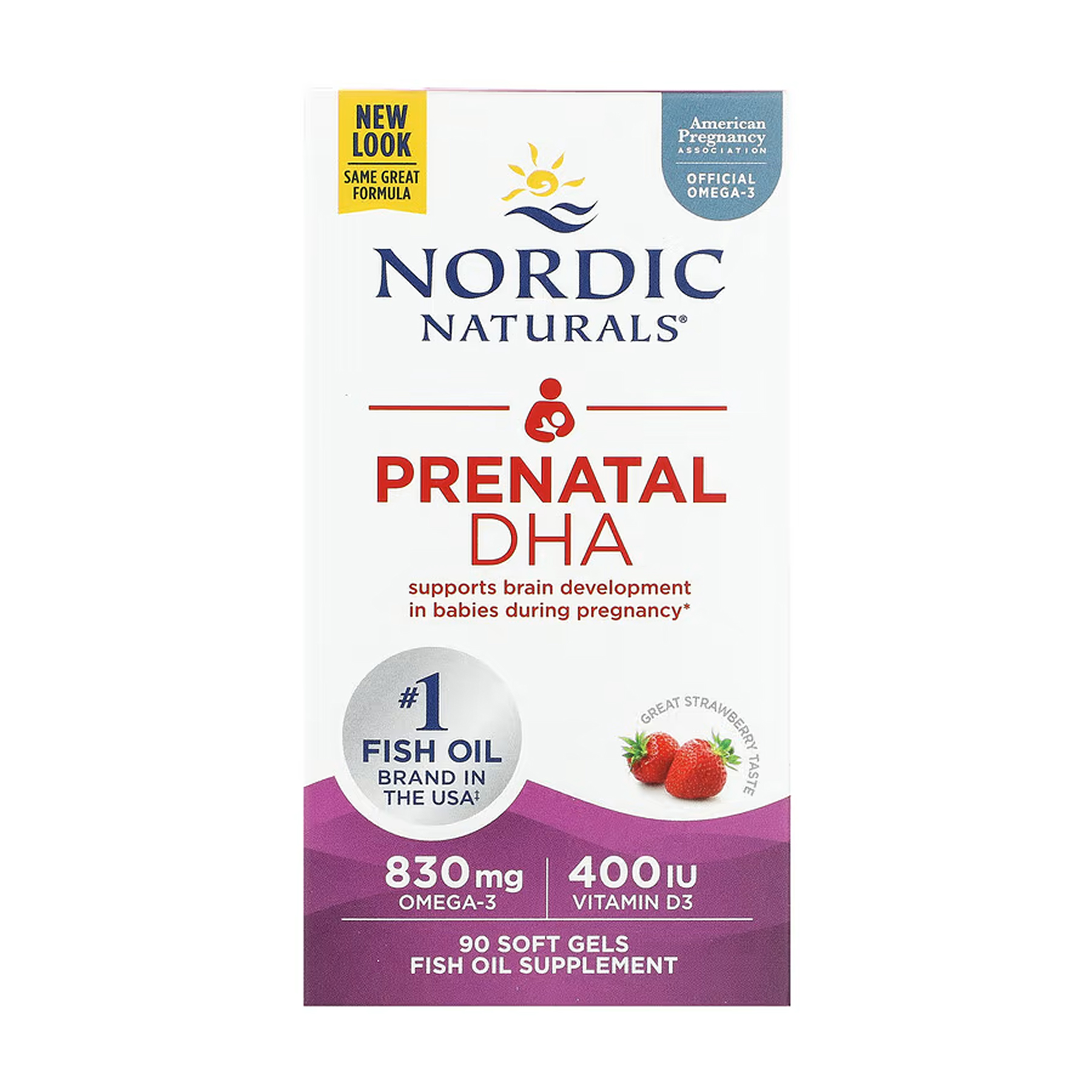 Nordic Naturals Prenatal DHA, 90 капсул, полуниця