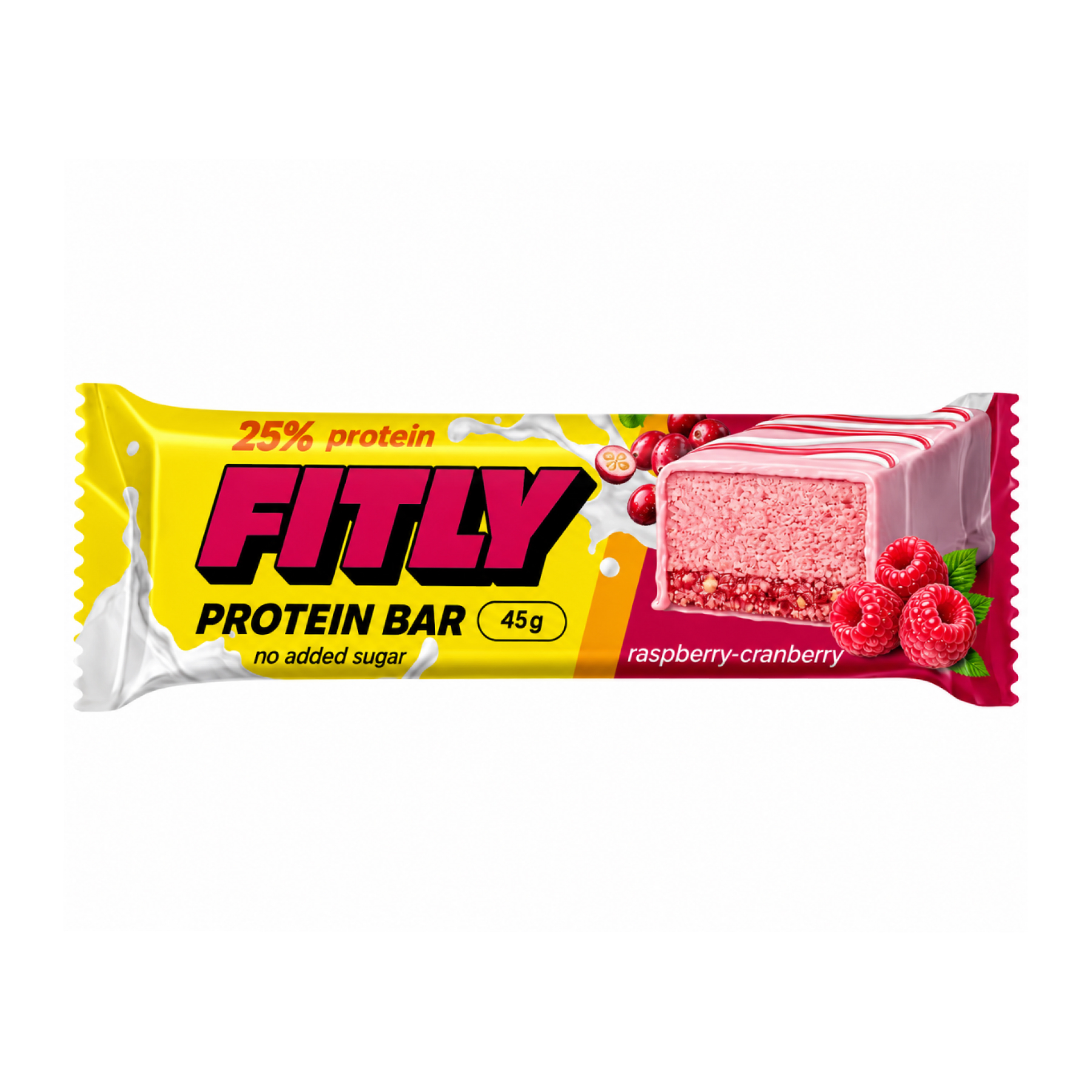 Протеїновий батончик Fitly 12 x 45 г, малина-журавлина