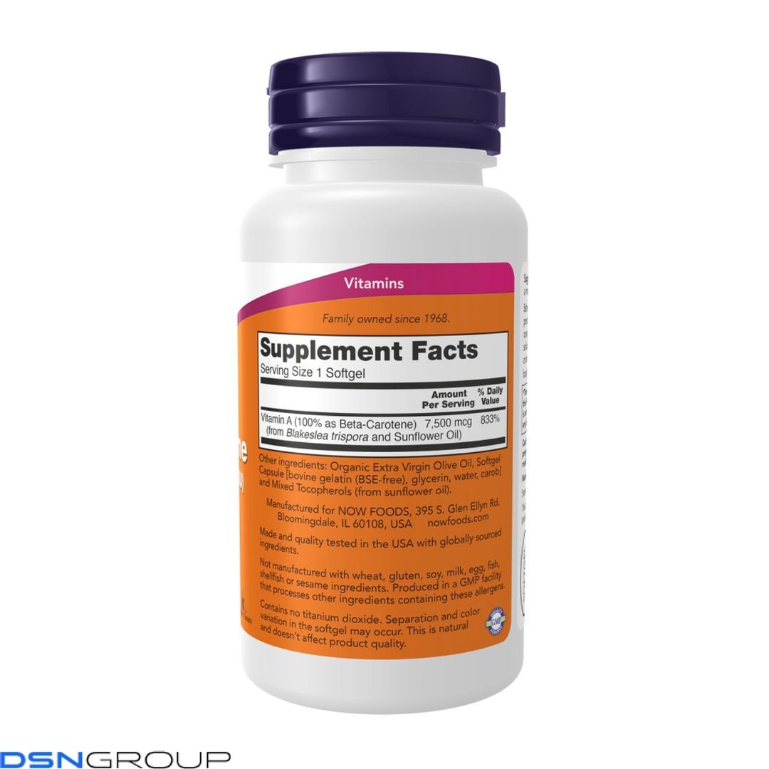 Beta Carotene Natural 7500mcg 25000IU - 180 softgels