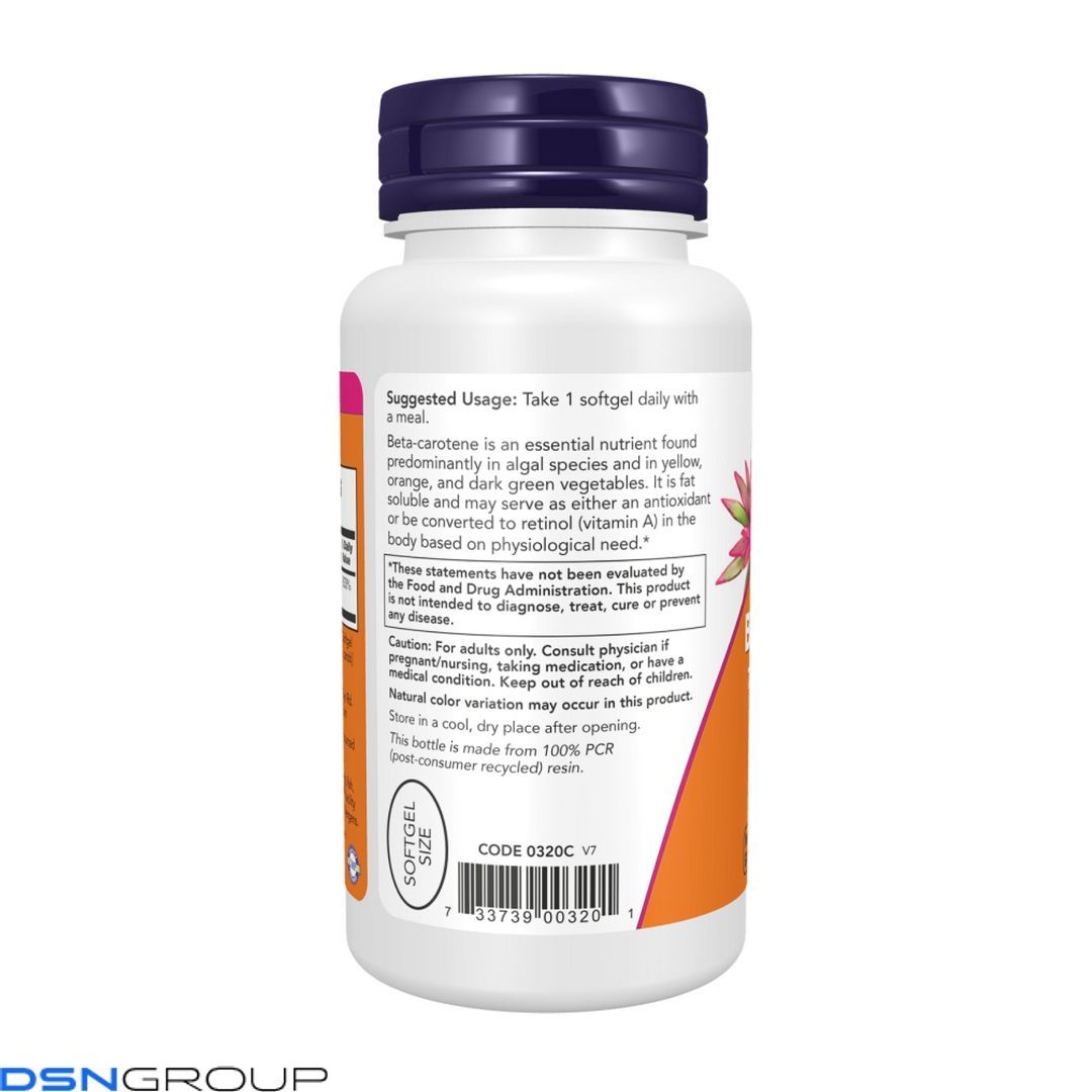 Beta Carotene Natural 7500mcg 25000IU - 180 softgels