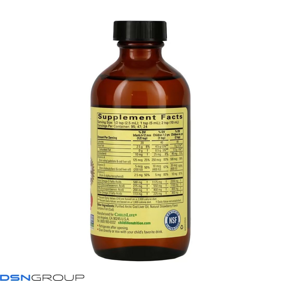 Cod Liver Oil Liquid - 237ml Natural Strawberry