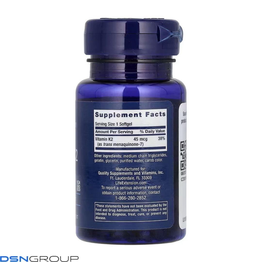 Low Dose Vitamin K2 45 mcg - 90 softgels
