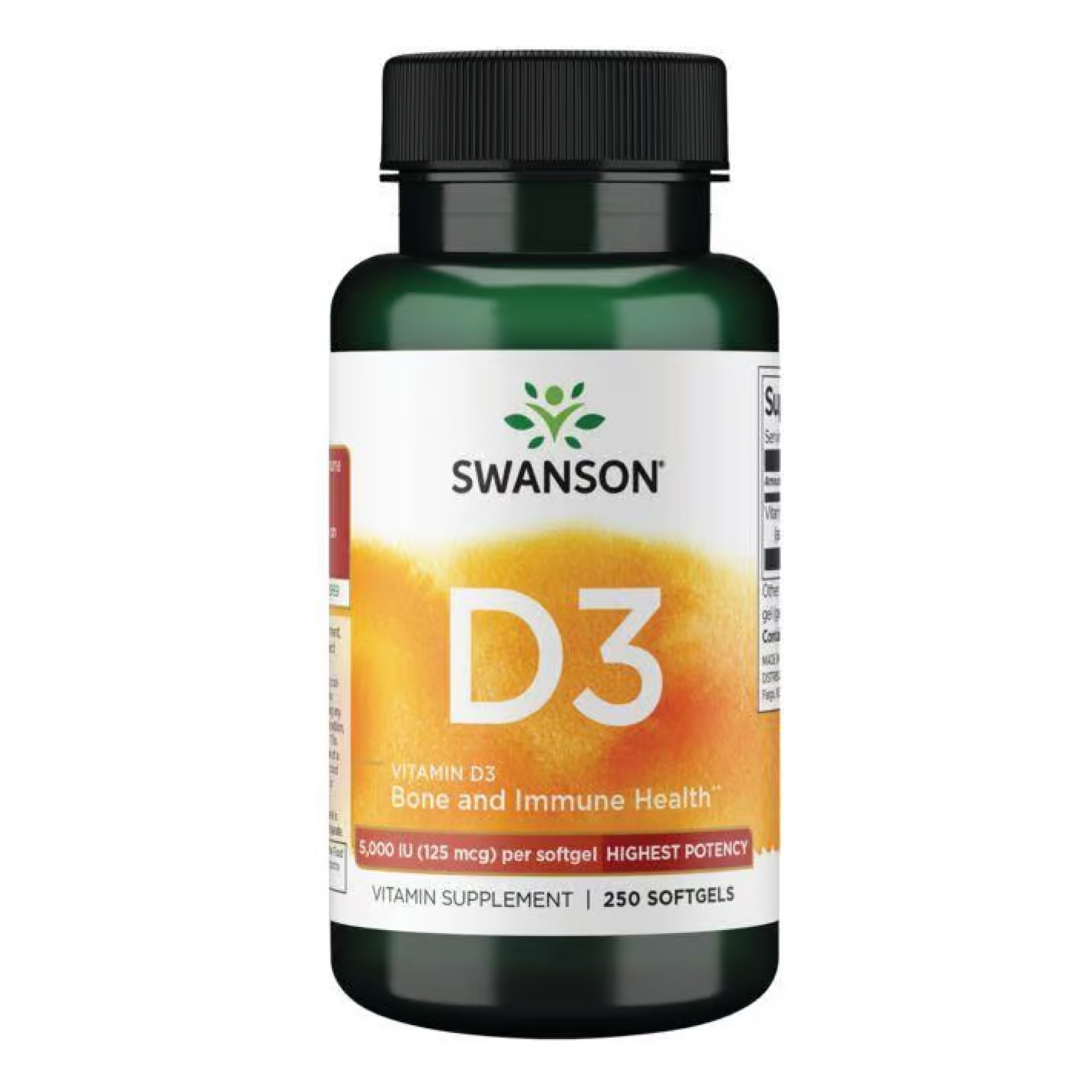 Вітамін D3 5000 МО (125 мкг) Swanson, 250 м'яких капсул