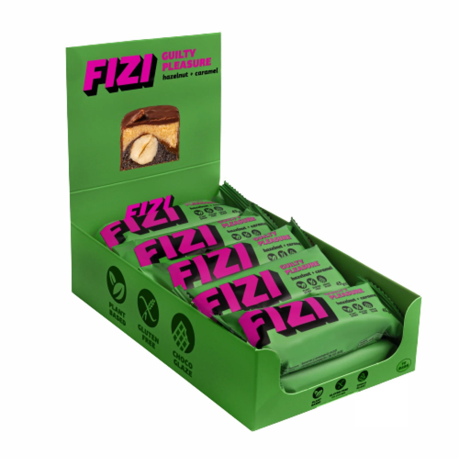 Шоколадний батончик FIZI Hazelnut-Caramel, 10 × 45 г