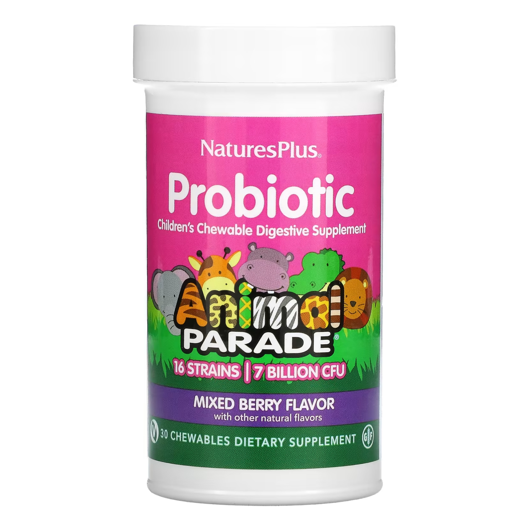 Дитячий пробіотик Nature's Plus Animal Parade Kids Probiotic, жувальні таблетки, 30 шт.