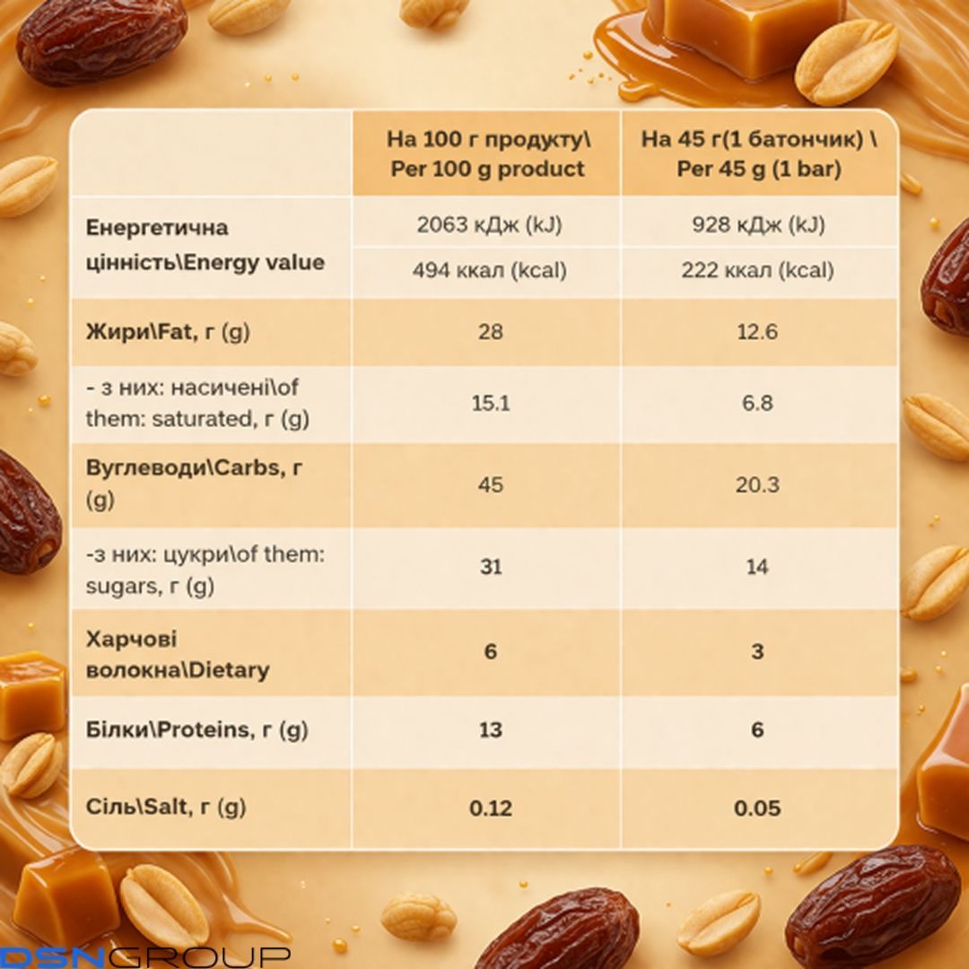 Bar - 12x45g Dates Caramel Peanuts