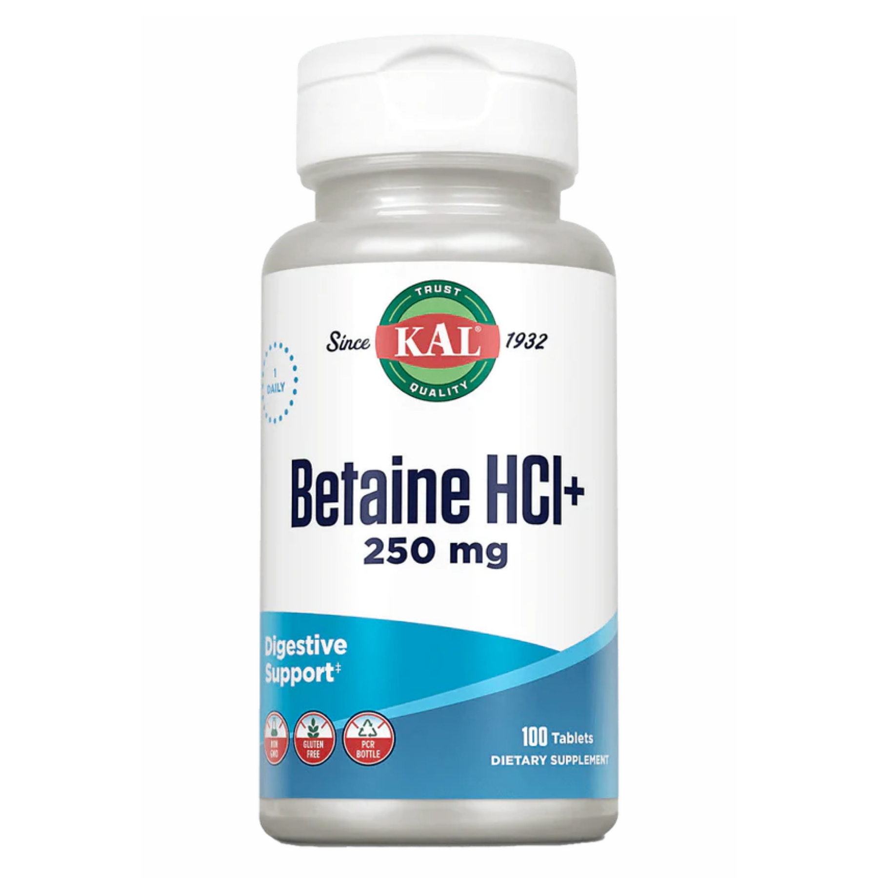 KAL Бетаїн HCl Plus 250 мг, 100 таблеток