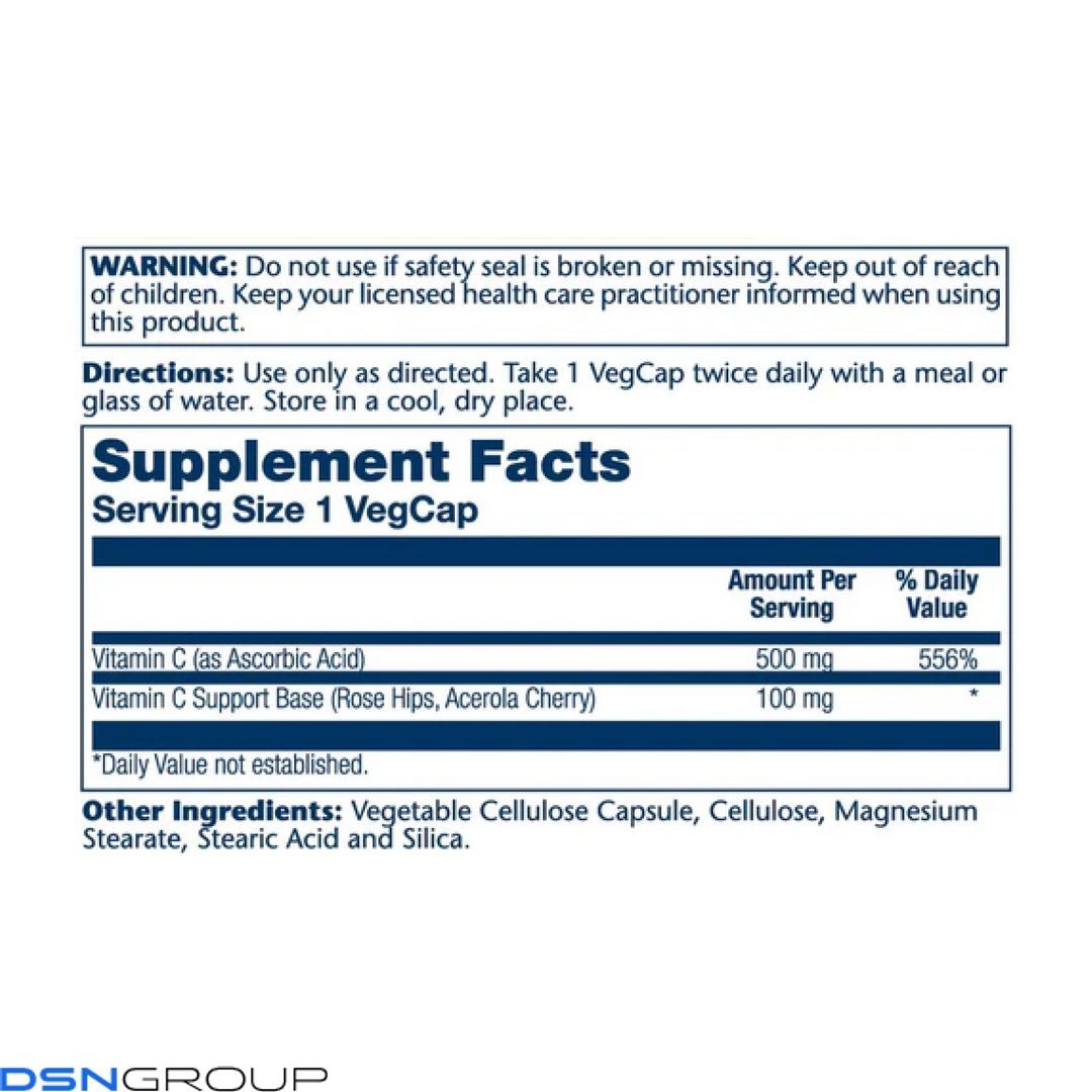 Vitamin C with Rose Hips & Acerola, Timed Release 500mg - 100 vcaps