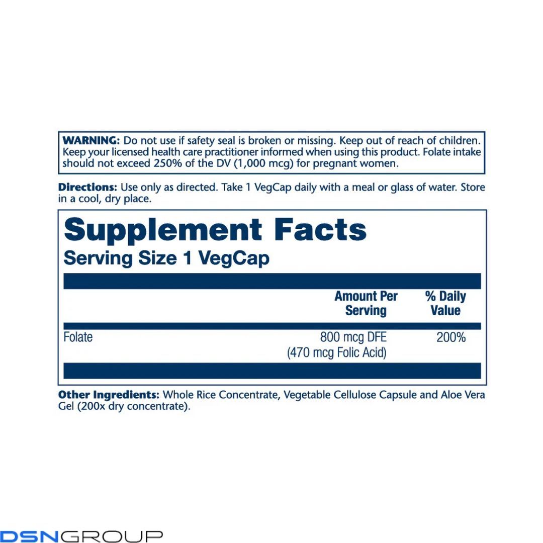 Folic Acid 470 mcg (800 mcg DFE) - 100 caps