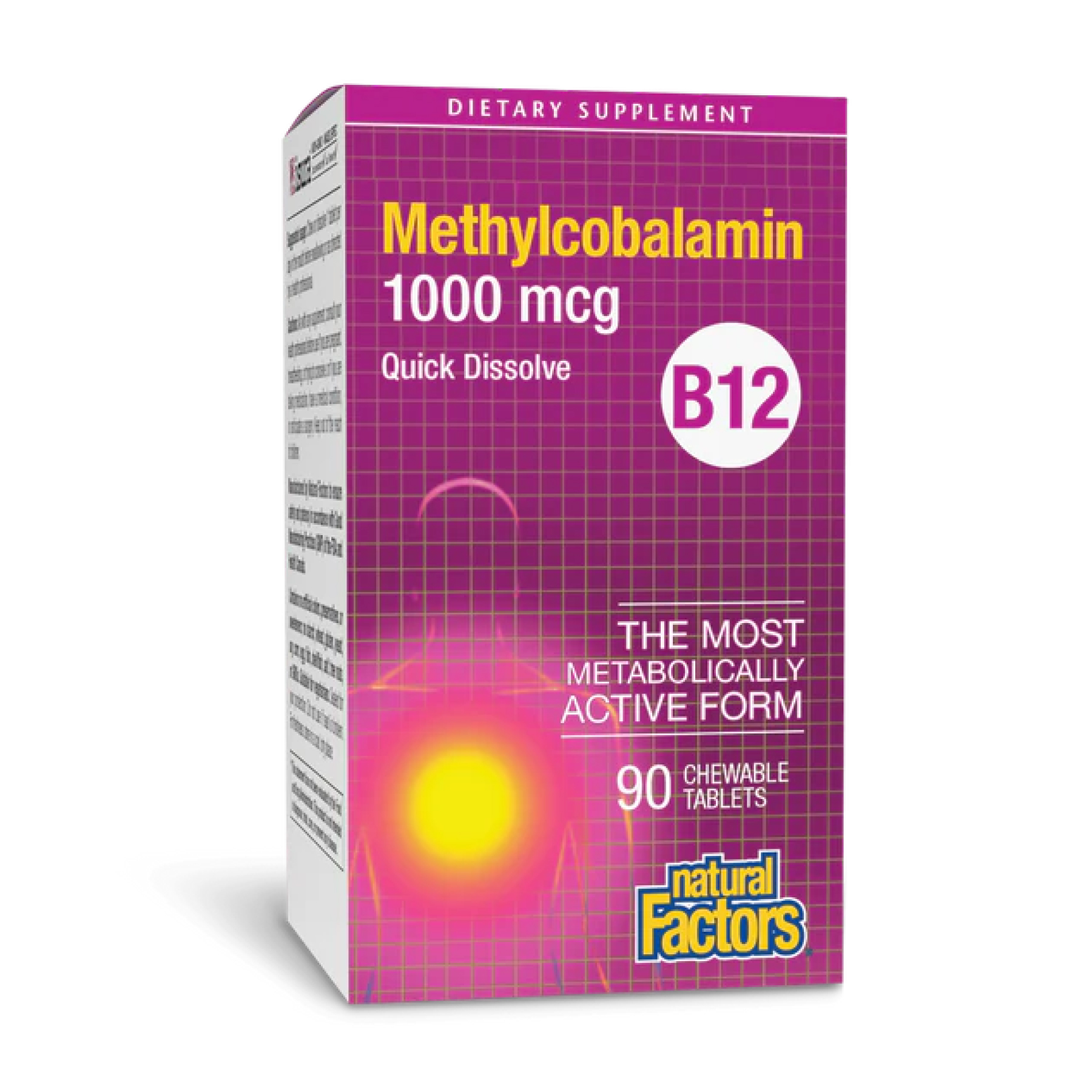 Вітамін B12 Natural Factors, метилкобаламін 1000 мкг, 90 таблеток