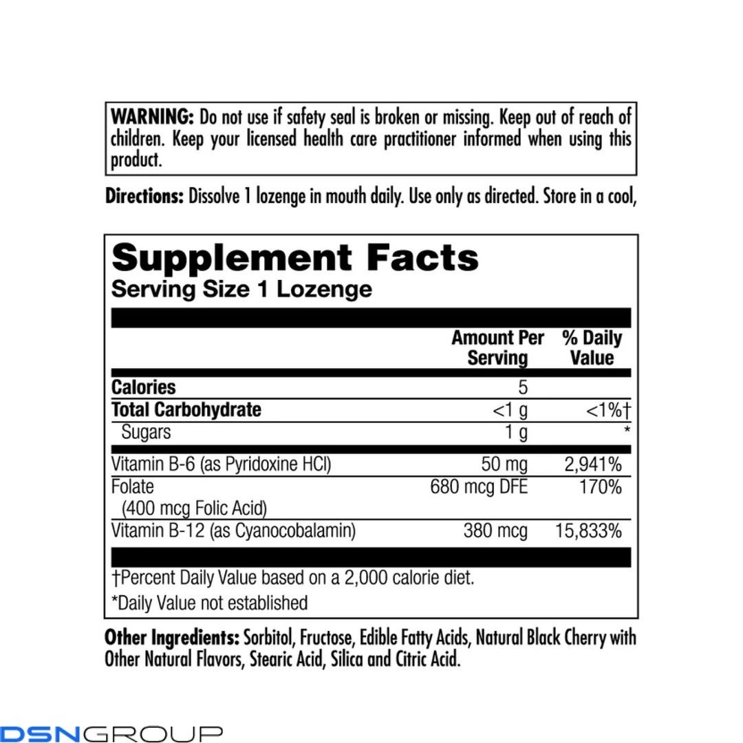 B-6 B-12 Folic Acid - 60 tabs Black Cherry