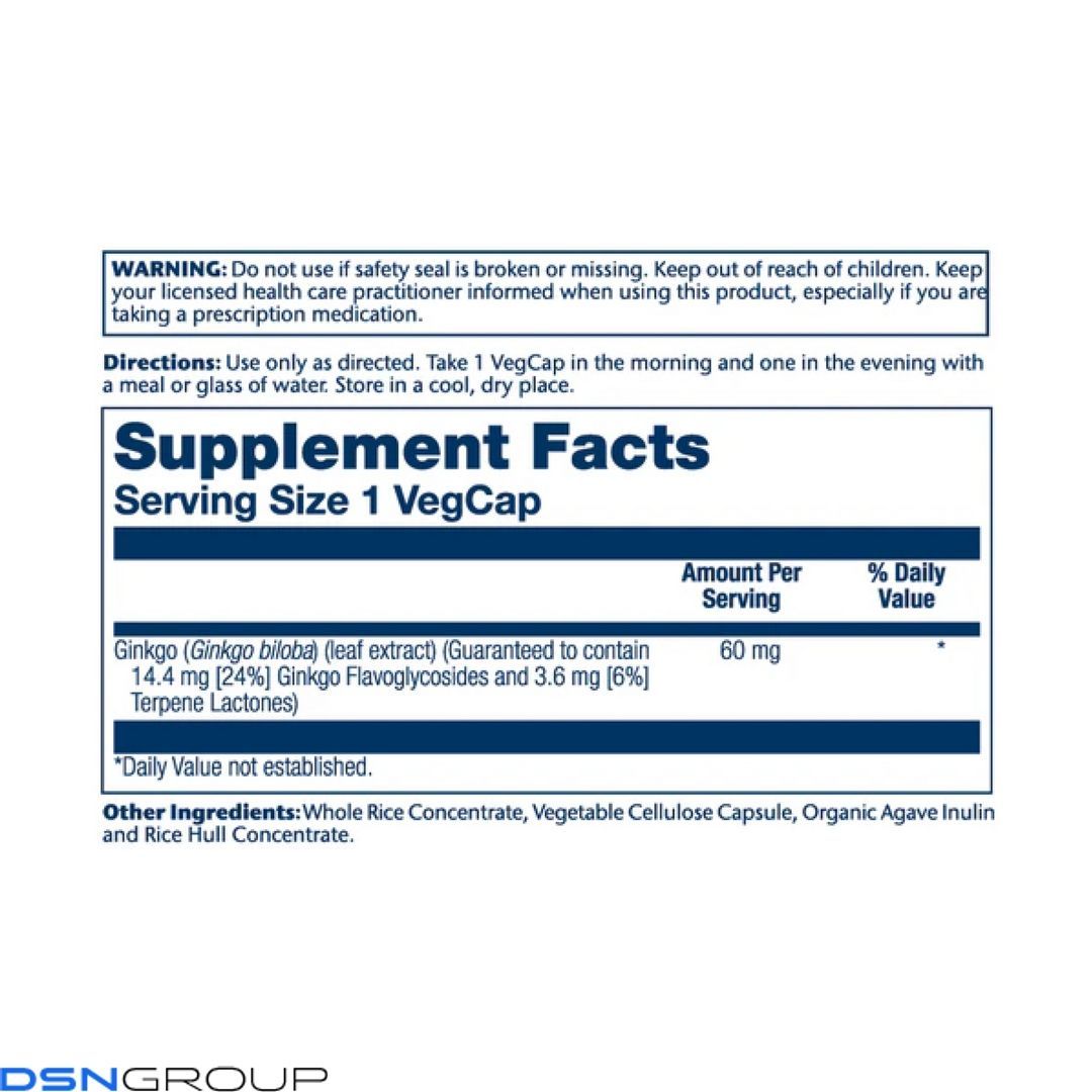 Ginkgo Biloba Leaf Extract 60mg - 60 vcaps