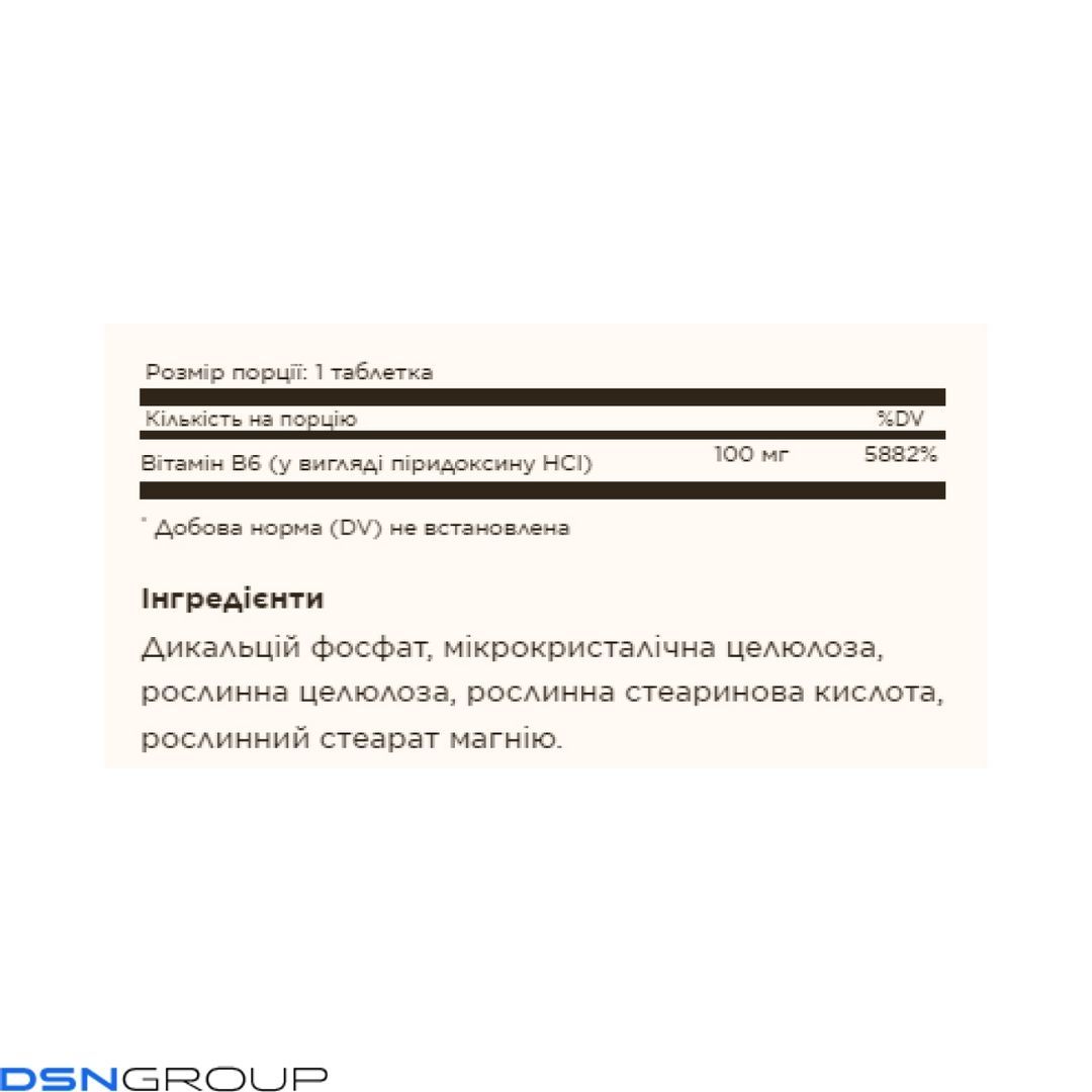 19.01 (Очікування) Vitamin B6 100mg - 100 tabs