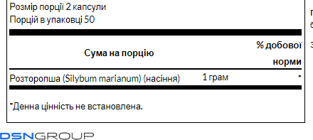 Milk Thistle 500mg - 100caps (Пошкоджена банка)