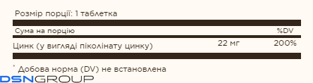 19.01 (Очікування) Zinc Picolinate 22 mg - 100 tab
