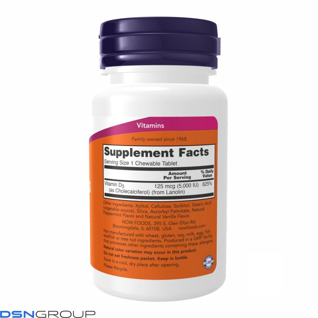 (12.02 Ожидание) VIT D-3 5000 IU Chewable Mint - 120 Chewables