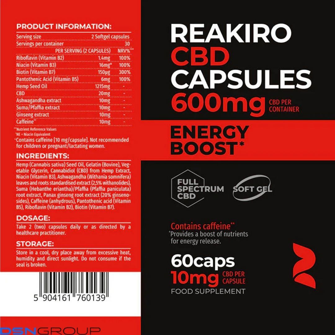 Energy Boost CBD Capsules 600mg - 60 caps