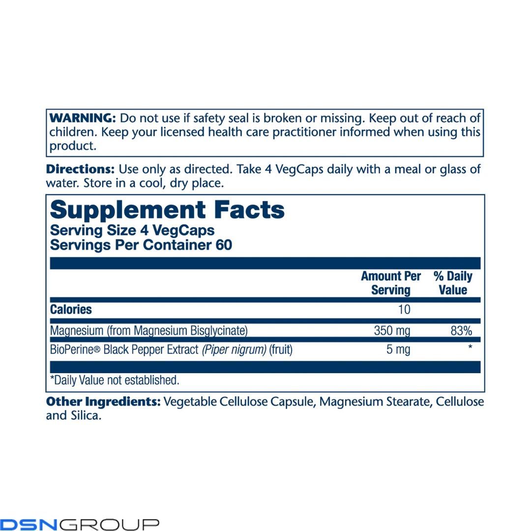 Magnesium Glycinate 350mg - 120 vcaps (Пошкоджена банка)