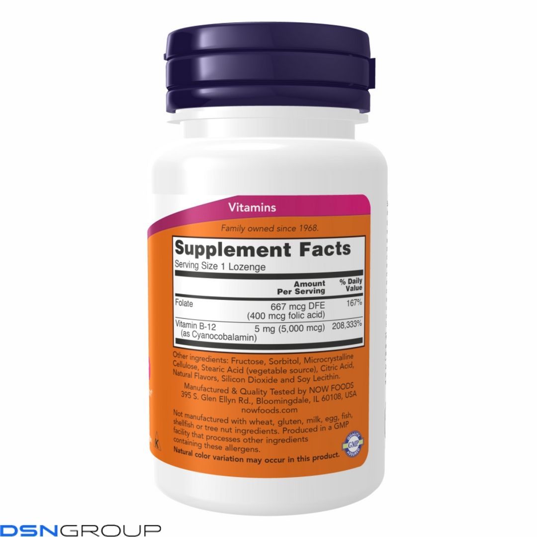 B-12 5000mcg + Folic - 60 lozenges