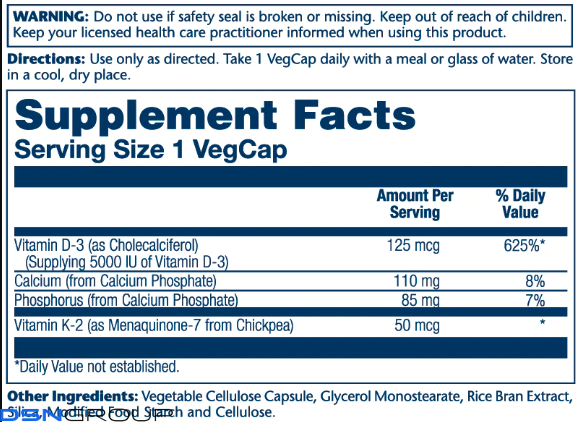 Vitamin D-3 & K-2 - 60 vcaps (Повреждена банка)