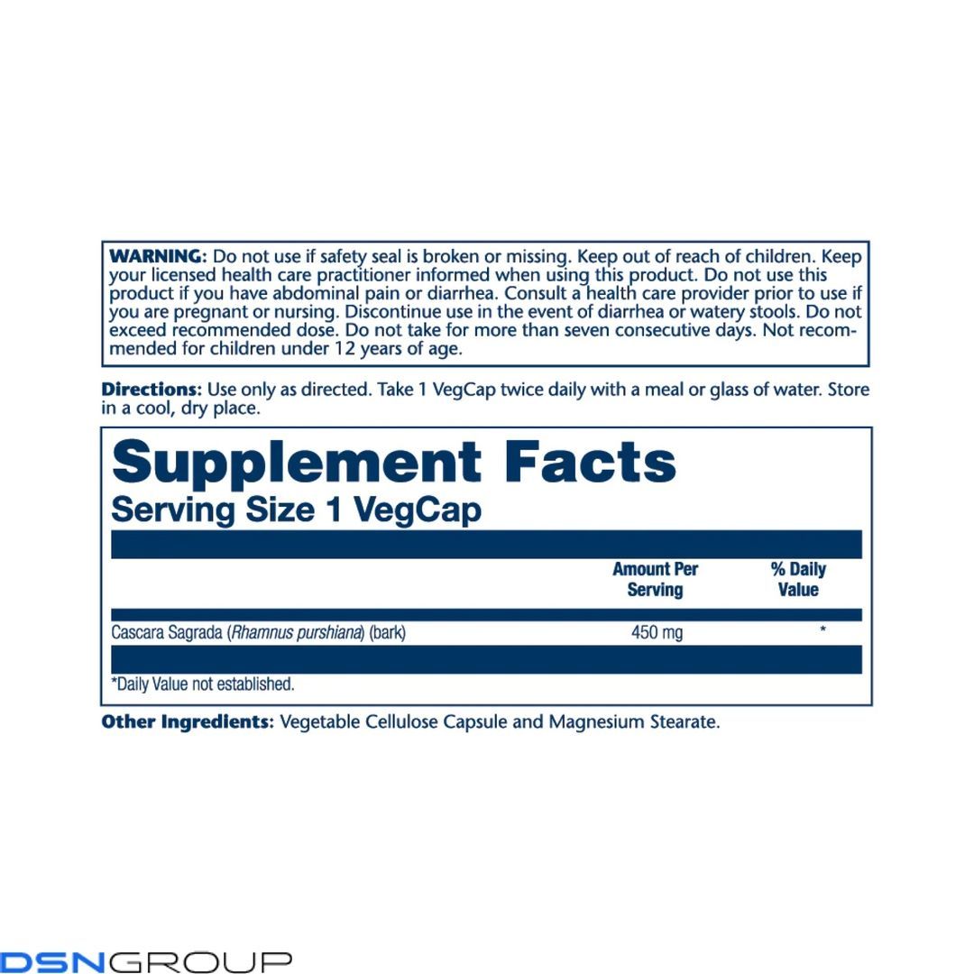 Cascara Sagrada Bark 450mg - 100 vcaps