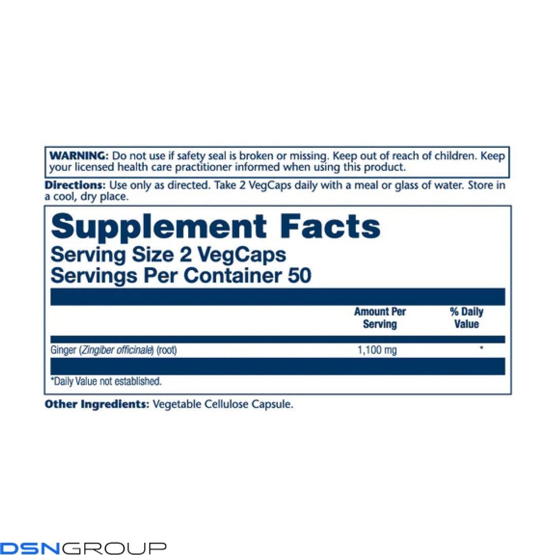 Ginger Root 1100mg (2 serv. of 550mg) - 100 vcaps