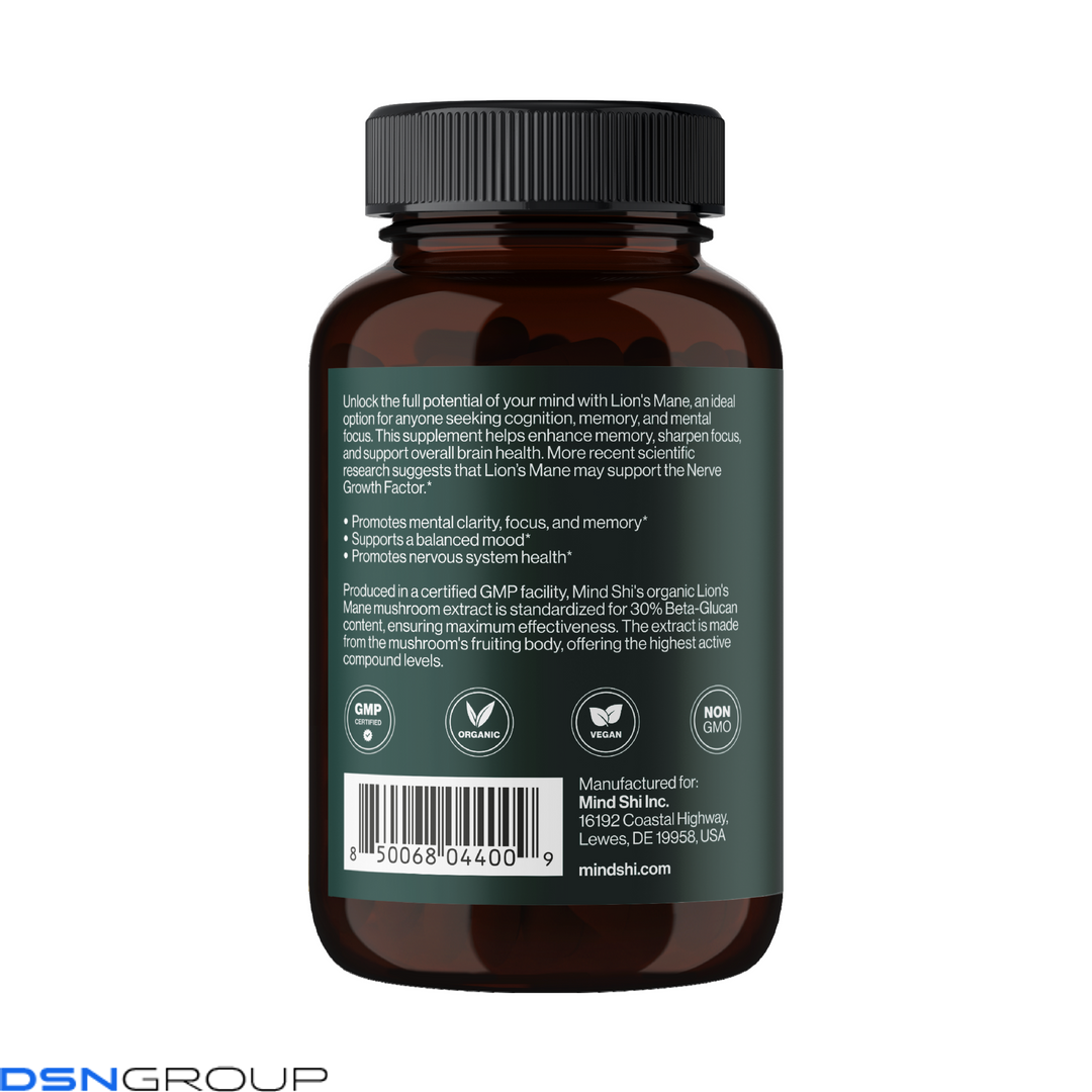 Lion's Mane Mushroom 1000 mg - 60 vegcaps (До 10.26+Повреждена крышка)